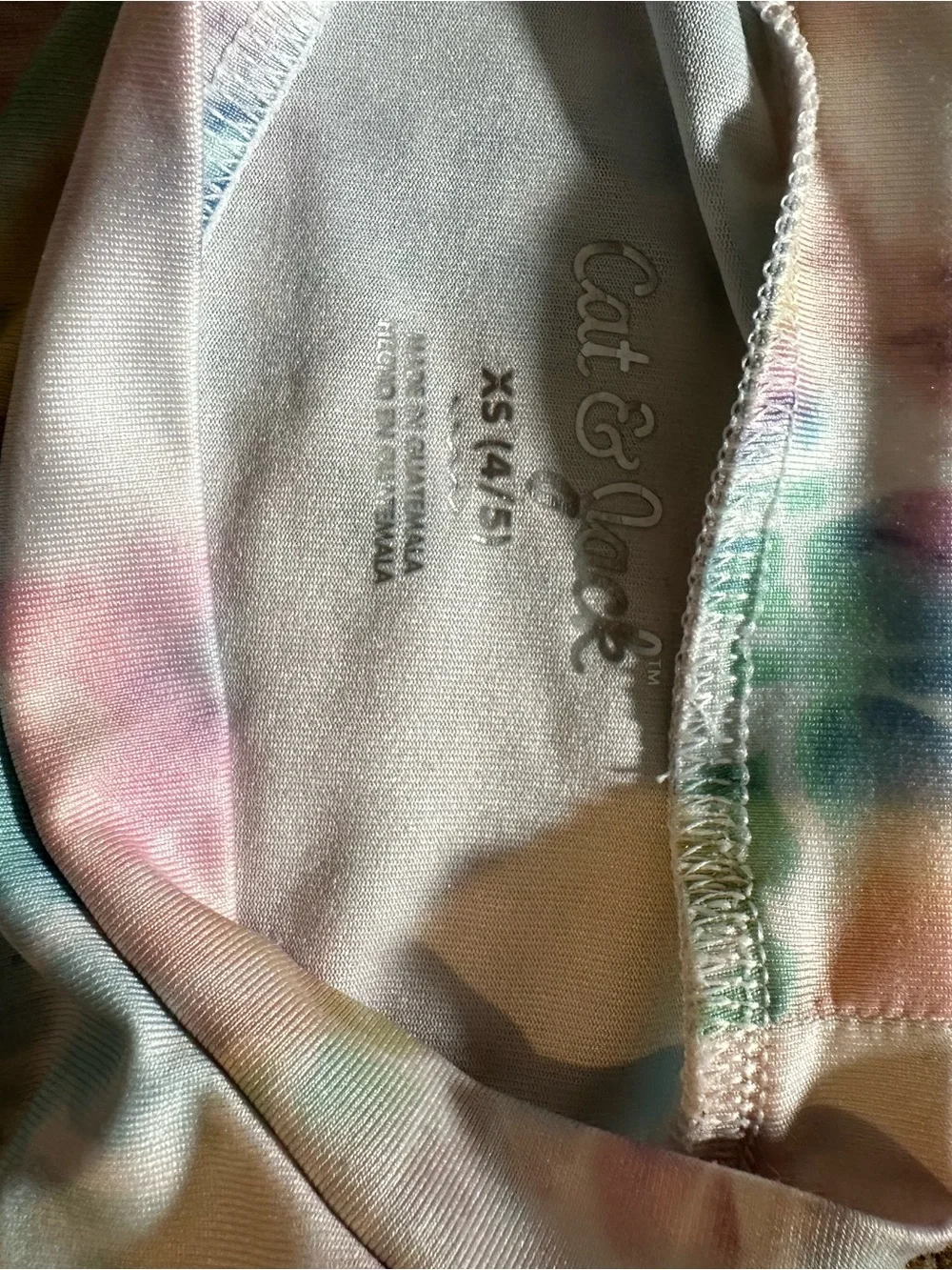 Cat & Jack Girls Long Sleeve Rash Guard Swim Shirt XS (4/5) – Pastel Tie Dye